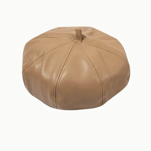 Chapeau béret vintage en cuir d'artiste français chapeau élégant de dame bonnet de printemps circonférence réglable impression numérique couleur unie - Product Image 1