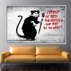 Toile imprimée : Art graffiti inspiré de Banksy pour la décoration murale de rue, 1P : encadré blanc - Product Image 1
