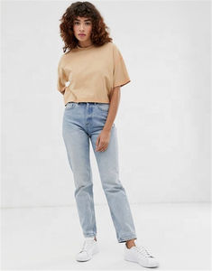 เสื้อยืดครอปลำลองสำหรับผู้หญิงเสื้อแขนสั้นสีทึบออกแบบได้เองพิมพ์ลายฤดูร้อน - Product Image 2