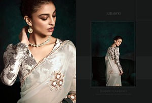 ผ้าส่าหรีผ้าไหมเนื้อนิ่มลายปักขอบสไตล์โมเดิร์นแบบดั้งเดิมปาร์ตี้งานแต่งงานเสื้อผ้าผู้หญิงคุณภาพสูง - Product Image 2