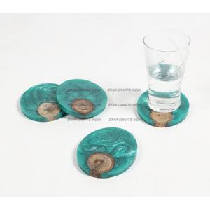 Venta al por mayor Bar hogar creativo mármol empalme Acacia madera cuadrado redondo único posavasos bambú personalizar bebida taza - Product Image 3