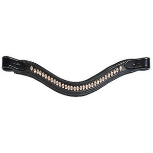 Productos de Carreras de Caballos ecuestres hechos a mano Banda de cejas de caballo de cuero negro o marrón con cristales dorados decorativos mega Bling - Product Image 2