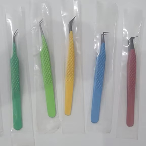 Pince à épiler professionnelle en acier inoxydable de marque privée avec pointe en fibre de diamant rose en forme de L à 45 degrés pour le volume - Product Image 4