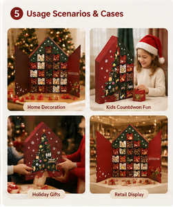 Boîte de calendrier de l'avent de Noël en carton à 24 compartiments, design festif, avec impression personnalisée pour marques de produits de vacances - Product Image 2