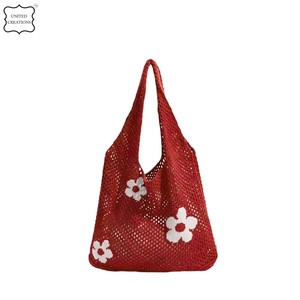 Bolsos de playa de malla de ganchillo, bolso de hombro, bolsos de mano, bolso de verano hueco de punto, Color caramelo para mujer - Product Image 5