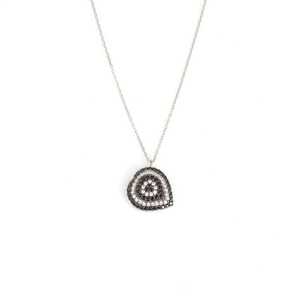 Élégant pendentif en argent sterling 925 avec œil protecteur et cœur latéral, pierres noires et blanches, idéal pour un cadeau - Product Image 2