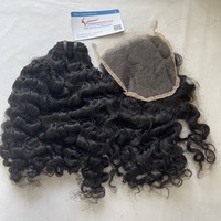 Vente chaude vague naturelle birmane cheveux bouclés armure et pour suisse HD fermeture frontale pour perruques et extensions de cheveux