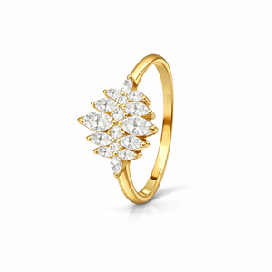 Elegant 14K Pure <b>Gold</b> Lab Grown Diamond Cluster Floral Design with Marquise-Cut Diamond Cocktail <b>Ring</b> for Women Anniversary Gift - Product Image 1