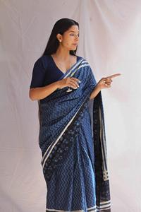 Sari ethnique traditionnel en coton Chanderi pour adultes indien et pakistanais imprimé numérique à fleurs en mousseline de soie douce tenue de fête - Product Image 5