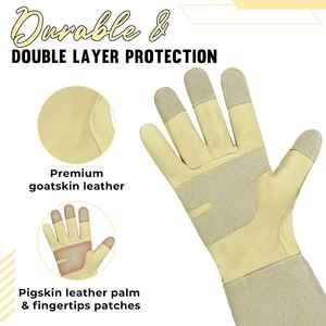 Guantes de jardinería de cuero de poda de rosas para hombres y mujeres, protección de antebrazo a prueba de espinas, empuñaduras de mano, regalos de jardinería para jardineros - Product Image 2