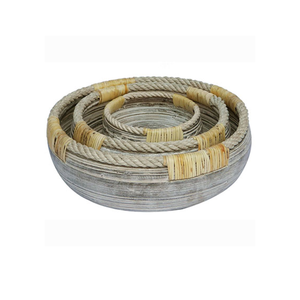 ชามเสิร์ฟไม้ไผ่ทรงกลมทำมือสไตล์เรียบง่าย พร้อมชามสลัดป่านสำหรับงานเลี้ยงและตกแต่งบ้านจากเวียดนาม - Product Image 2