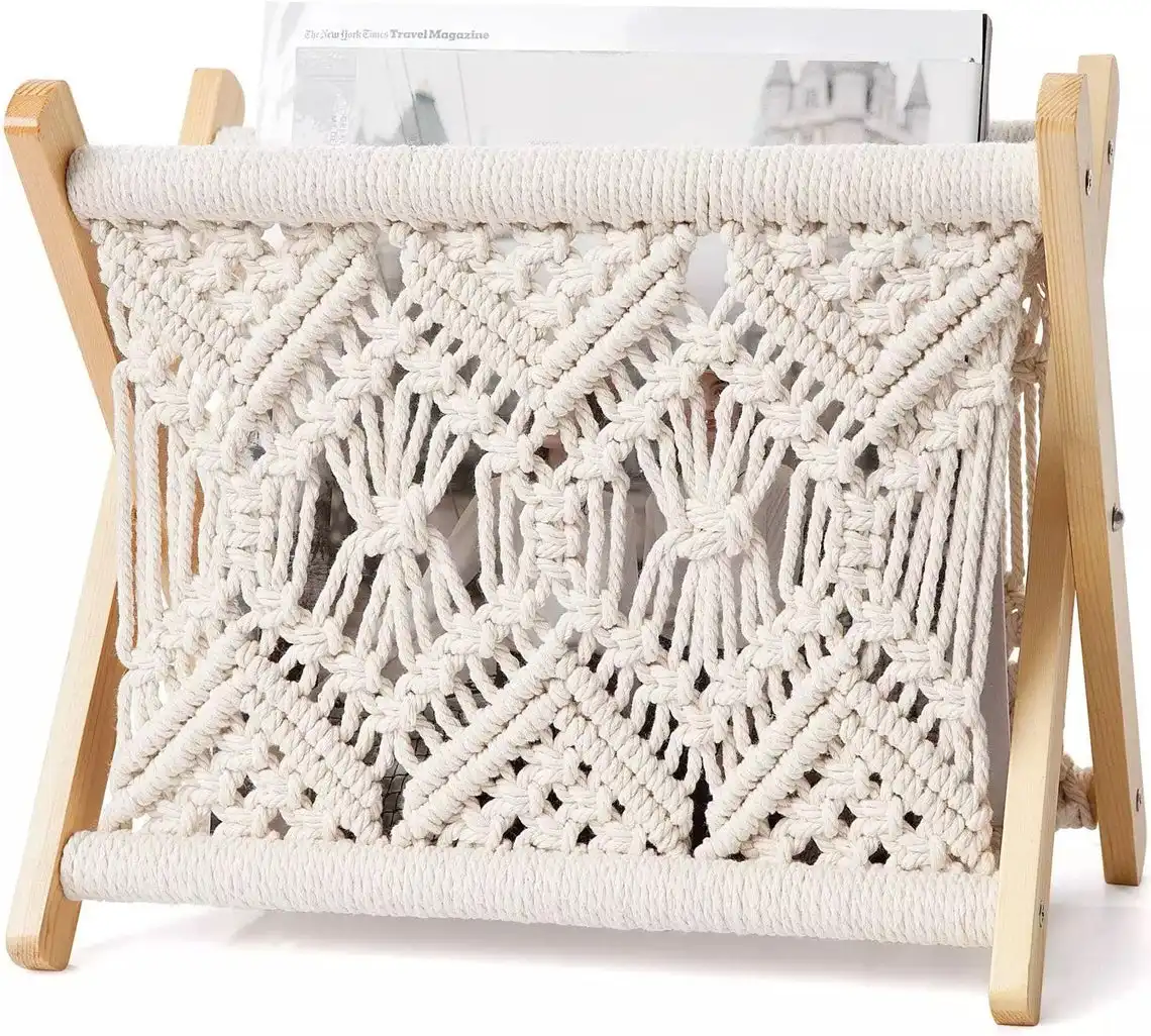 New Macrame Magazine Rack Dekorative Zeitschriften und Buchhalter Macrame Decor aus Indien hergestellt