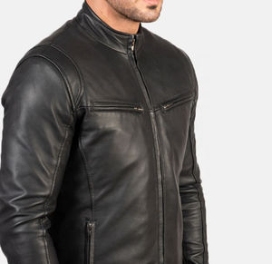 Veste en cuir pour homme, motif uni, toile enduite, vente en gros, vêtements décontractés, streetwear, mode, confortable, respirant, haute qualité - Product Image 5