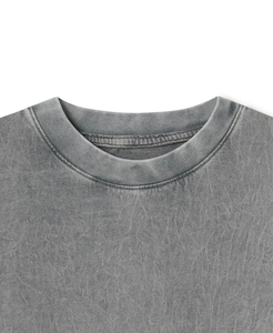 T-shirt OEM lourd délavé à l'acide T-shirt 100% coton pour hommes Hip Hop Oversized Drop Shoulder Loose Fit Streetwear Wash Design - Product Image 3