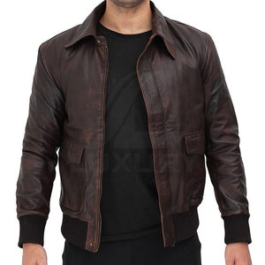 High Quality Men Winter <b>Long</b> Sleeve Stand Collar <b>Leather</b> <b>Jacket</b> with Front Logo Windproof Breathable Fashionable Style - Product Image 1