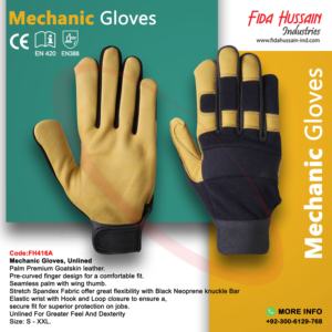Guantes mecánicos de calidad estándar reconocidos Guantes de cuero de piel de cabra transpirables de Pakistán Absorción de impacto Seguridad Handschuhe - Product Image 6