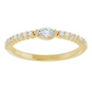 Stuller <b>Dainty</b> Marquise Cut Diamond Accented Stackable <b>Ring</b> 124453:115P 14KY Engagement Fine Jewelry Rhodium Plating Setting - Product Image 3