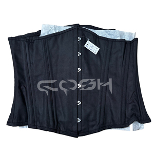Corsé de Algodón Negro Premium, con 24 Varillas de Acero en Espiral, Corsé Reductor de Cintura, Corsé de Torso Corto - Product Image 3