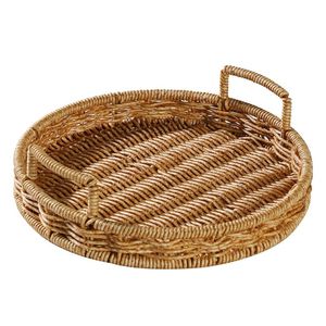 Cesta de caña decorativa de 2 niveles para frutas y otros accesorios Cesta de yute y caña de mimbre hecha a mano - Product Image 6