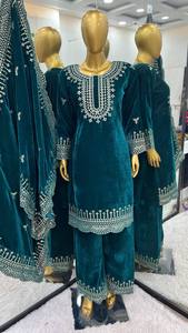 Collection exclusive de vêtements de fête de créateur de Tennecy Top à broderie lourde-Sharara Dupatta Indian Pakistanais Séquence Work - Product Image 2