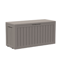 270L/72GAL Boîte de rangement horizontale robuste en rotin pour jardin extérieur, résistante aux intempéries