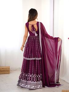 Colección 2025 para el Festival de la India: Conjunto de Salwar Kameez Dupatta para Mujer, en Faux Georgette con Bordado de Hilo, de Secado Rápido, para Todas las Temporadas, Ideal para Fiestas - Product Image 6