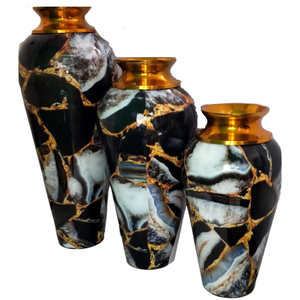 Black Color With Golden Flower Aluminium Flower <b>Vase</b> With <b>Gold</b> Finished High Quality Modern Metal Material Flower <b>Vase</b> - Product Image 4