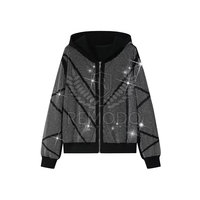 Ensemble de survêtement en coton à capuche avec strass pour femme – Motif uni, élégant, scintillant, décontracté et respirant