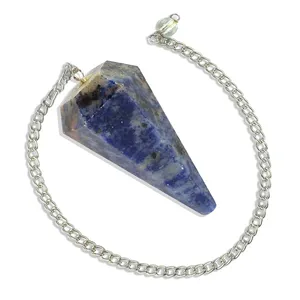 High Quality Natural Sodalite Six Faceted Dowser / Pendulum Wholesale Crystals Cone Pendulums For Dowsing Healing