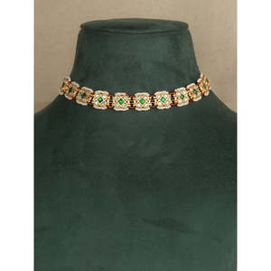 Conjunto de Collar Ajustable Estilo Bohemio MR-S342 con Baño de Oro, Incrustaciones de Piedras Jadau, Hilo/Dori, Circonitas Finas, Perlas y Diamantes para Bodas - Product Image 2