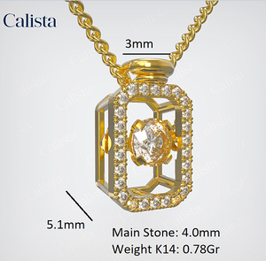 OEM Hot Product Dancing Main Stone Yellow Gold K14 Cubic Zirconia Pendant Necklace Jewelry for Women - Product Image 5
