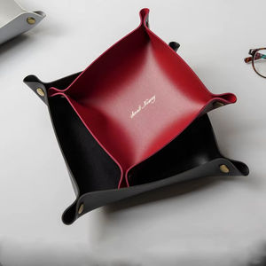 ถาดใส่ของหนัง PU สองชั้น สำหรับใส่ลูกเต๋า เครื่องประดับ กุญแจ เหรียญ เงินสด โทรศัพท์ และกระเป๋าสตางค์ ขายส่ง - Product Image 1