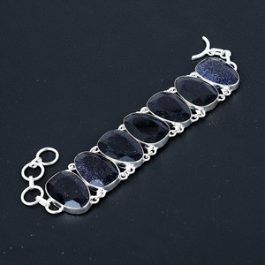 Bracelet délicat en argent sterling avec pierre de soleil bleue, charme vintage, bijoux faits à la main, cadeau pour maman - Product Image 1