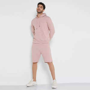 <b>Men's</b> Heavyweight Vintage Stone Acid Wash <b>Fleece</b> Hoodie Set Custom Logo Over Sized Shorts-for Autumn - Product Image 6