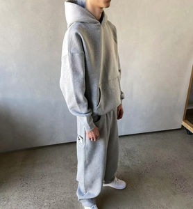 PUFFIN SPORTS – Nouveaux ensembles streetwear pour hommes, 100 % coton, imprimé logo personnalisé, 2-en-1, hiver, à capuche, avec cordon de serrage, respirants, en polaire, avec poches latérales - Product Image 3