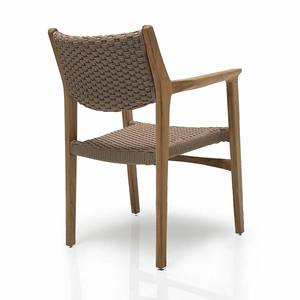 Silla de comedor Browy con brazos, hecha de madera de teca maciza con cuerda tejida y material de alta calidad para uso en interiores y exteriores. - Product Image 5