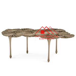 Table basse moderne en acier inoxydable, Table de salon en métal doré Antique de haute qualité avec plateau en marbre - Product Image 4