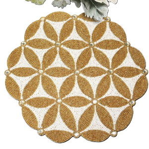 Manteles Individuales Bordados con Cuentas para Decoración de Mesa, Diseño Personalizado, Manteles Individuales con Cuentas de Semillas, Manteles Individuales Bordados Florales, MD HANDICRAFTS - Product Image 2