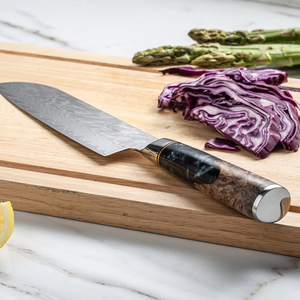 Venta al por mayor de calidad superior personalizada OEM ODM servicio japonés ultra afilado hoja de acero de Damasco cuchillo de cocina con mango de resina - Product Image 5