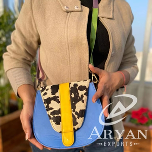 Nouvel arrivage de sacs à main en cuir recyclé de couleur occidentale sac à main multicolore sacs à bandoulière uniques à imprimé animal pour femmes - Product Image 1