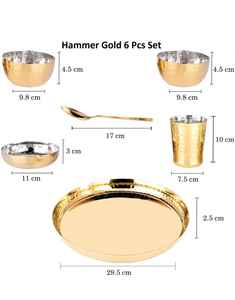 Commande en gros Envoi Lave-vaisselle Vaisselle Acier Inoxydable Cuivre Dîner Traditionnel Ensemble De Thali Assiette Bols Cuillère En Verre - Product Image 3