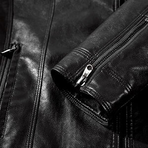 Veste en cuir tendance pour hommes avec col à capuche de coupe normale en toile fabriquée par des professionnels pour l'hiver Prix OEM - Product Image 4