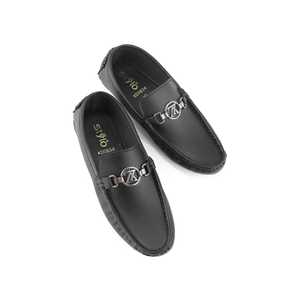 Mocassin formel noir pour garçons KD0834 pour couvre-chef de mariée - Product Image 1