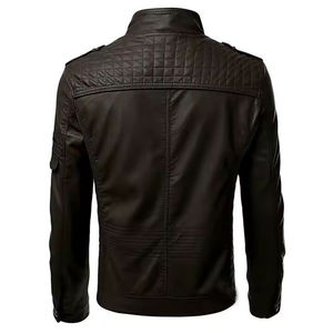 Chaqueta de Cuero Estilo Vintage para Hombre, de Piel de Vaca, Nueva y Elegante, con Cremallera con Relieve de Piel de Cocodrilo, Abrigo de Lona para Otoño - Product Image 5