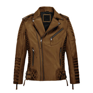 Chaqueta de Motociclista de Cuero Genuino para Hombre, Estilo Vintage, Logotipo Personalizado en Relieve 3D, Venta al por Mayor OEM 2026 - Product Image 1