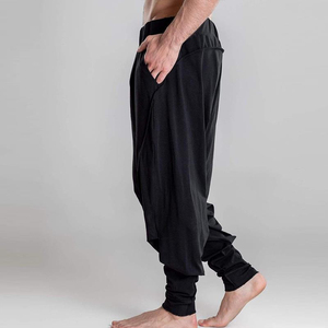 Pantalones informales negros de talla grande para hombre, mezcla de algodón personalizada, tira de Color de lado alto, decoración holgada de invierno - Product Image 4