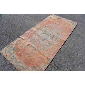 Vintage Wool <b>Rug</b> in Orange Green Handmade 3.7 X 8.1 ft Rectangle Hallway Pattern for Living Room Bedroom with 10mm <b>Thickness</b> - Product Image 2