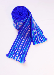 Cinturón Tejido Ucraniano Hecho a Mano, Faja Eslava Cosaca, Cinturón Azul y Blanco, Cinturón Unisex para Jeans - Product Image 6