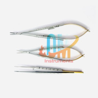 Juego de Pinzas Oftálmicas Castroviejo Micro Scissors Needle Holder Curved TC Forceps, Calidad Alemana, Acero Inoxidable de Grado Médico, CE