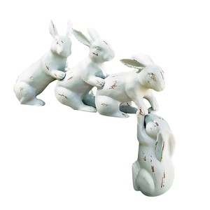 Decoración de Pascua conejitos blancos escultura de conejo artesanías de Metal hecho a mano lindo conejo adornos de jardín decoración de Navidad - Product Image 1